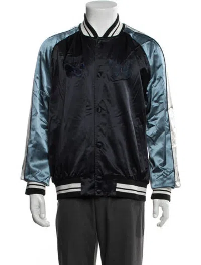 Pre-owned Valentino Graphic Print Bomber Jacket In Blue