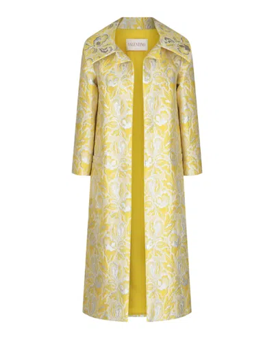 Valentino Iris Brocade Coat In Multi