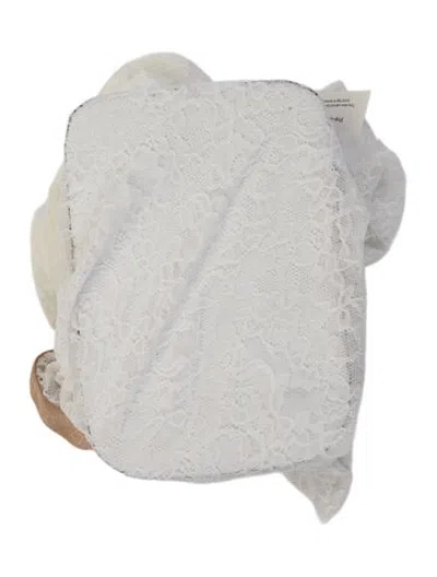 Pre-owned Valentino Lace Footed Tights W/tags In White