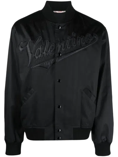Valentino Raised-logo Bomber Jacket In Black