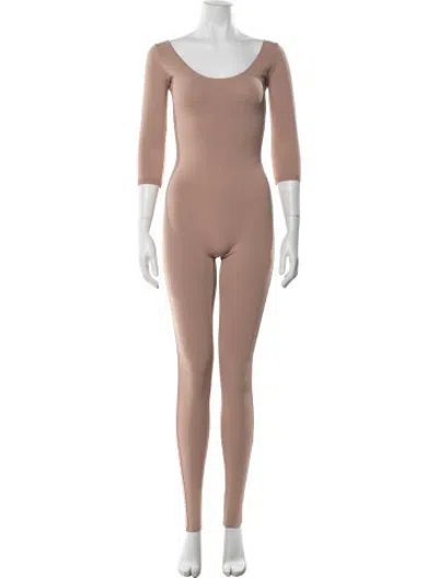 Pre-owned Valentino Scoop Neck Jumpsuit In Neutrals