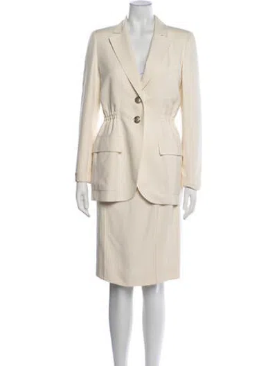 Pre-owned Valentino Silk Pleated Accents Skirt Set In Neutrals