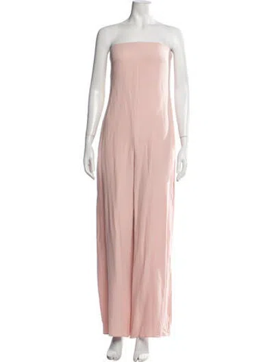 Pre-owned Valentino Silk Strapless Jumpsuit In Pink