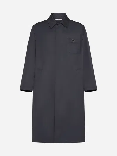 Valentino Single-breasted Trench Coat In Grey