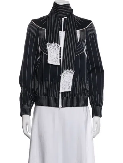 Pre-owned Valentino Striped Bomber Jacket In Blue
