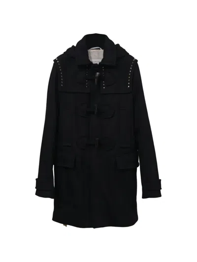 Pre-owned Valentino Studded Toggle-fastening Coat In Black