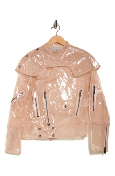 Valentino Transparent Vinyl Moto Jacket In Skin