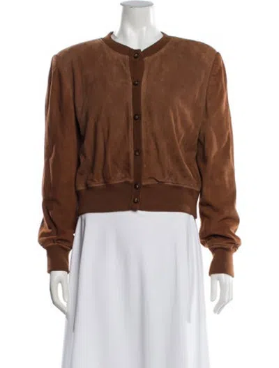 Pre-owned Valentino Vintage 1980's Bomber Jacket In Brown