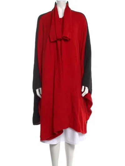 Pre-owned Valentino Vintage 1980's Poncho In Black/red
