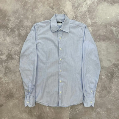 Pre-owned Valentino Vintage  Long Sleeve Shirt Slim Fit In Blue