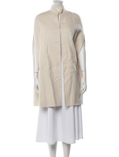 Pre-owned Valentino Virgin Wool Cape In Neutrals