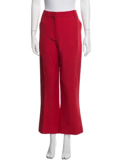 Pre-owned Valentino Virgin Wool Flared Pants In Red