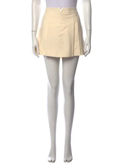 Pre-owned Valentino Virgin Wool Mini Shorts In Neutrals