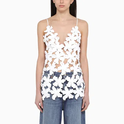 Valentino White Piqué Top With Embroidery Women