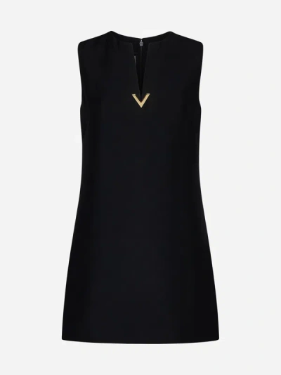 Valentino Wool And Silk Mini Dress In Black