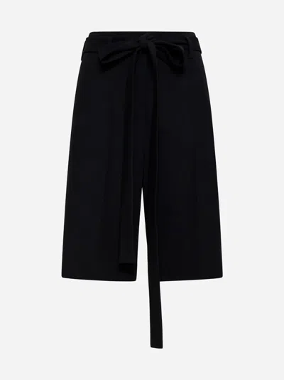 Valentino Wool Shorts In Black