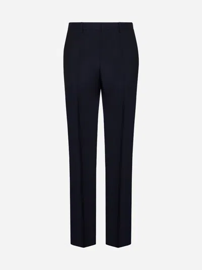 Valentino Midnight Blue Wool Blend Pants In Dark Blue