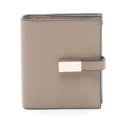 Pre-owned Valextra Iside Leather Bifold Wallet In Beige
