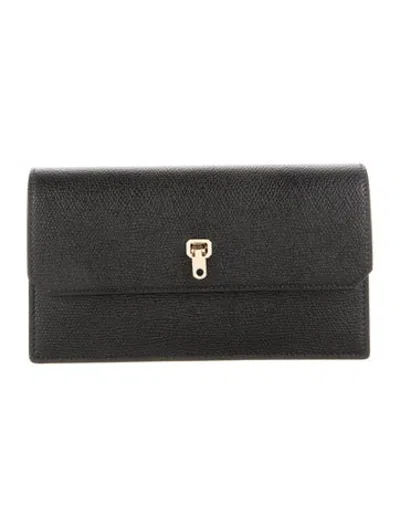 Pre-owned Valextra Leather Continental Wallet In Black
