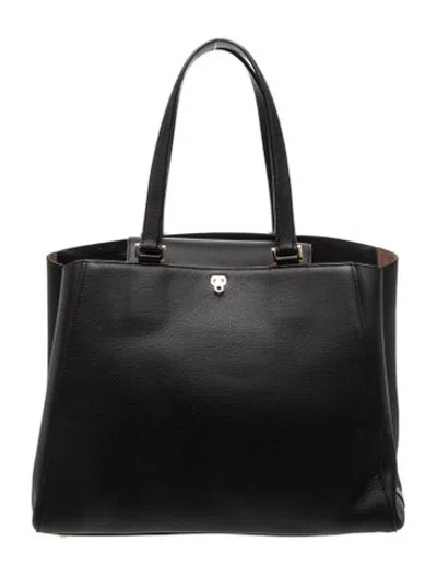 Pre-owned Valextra Leather Tote In Black