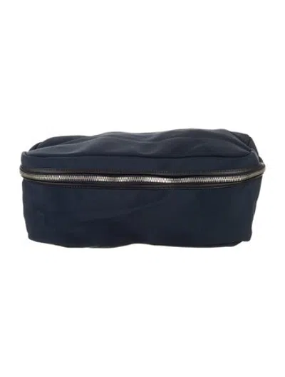 Pre-owned Valextra Leather Trim Travel Pouch In Blue
