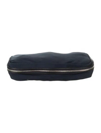 Pre-owned Valextra Leather Trim Travel Pouch In Blue