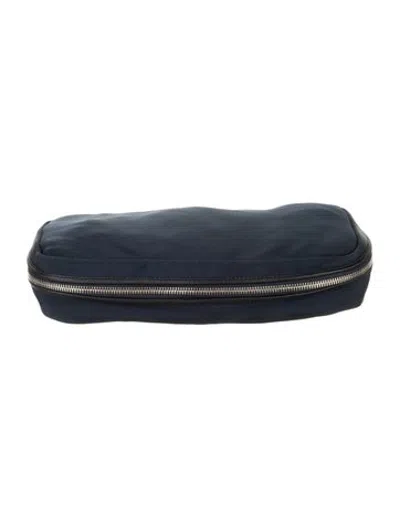 Pre-owned Valextra Leather Trim Travel Pouch In Blue