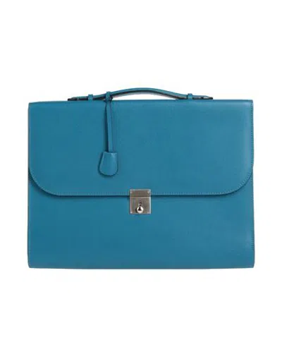 Valextra Man Clutch Blue Size - Leather