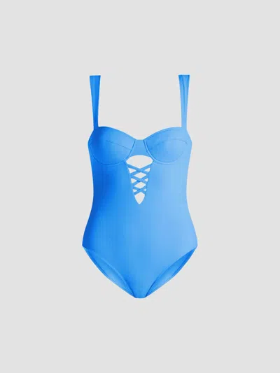 Valimare Women's Paris Lace-up Balconette One-piece Swimsuit In Blue