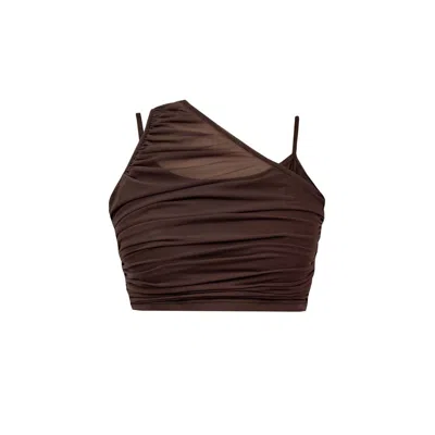 Van Brussel Women's Brown Elijah Mesh Crop Top