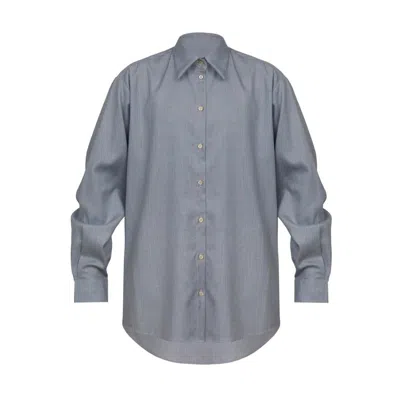 Van Brussel Women's Lennon Collared Shirt In Grey Stripe In Gray