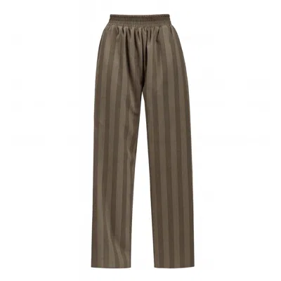 Van Brussel Women's Neutrals / Brown Soren Elasticated Waist Trousers In Prince Of Wales Check