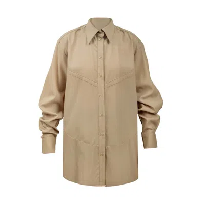 Van Brussel Women's Neutrals Sierra Panelled Shirt In Mushroom Stripe