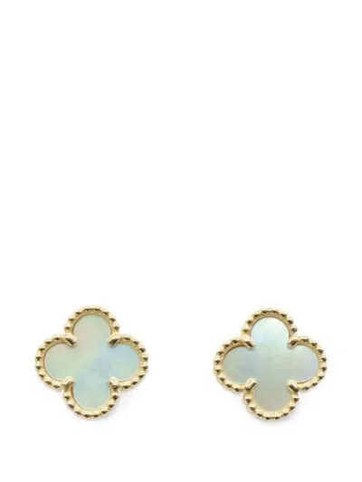 Pre-owned Van Cleef & Arpels 2010s Sweet Alhambra Mother-of-pearl Earrings In Gold