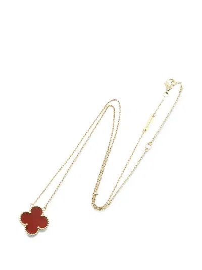 Pre-owned Van Cleef & Arpels 2010s Vintage Alhambra Carnelian Necklace In Gold