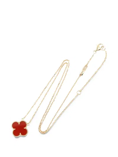 Pre-owned Van Cleef & Arpels 2010s Vintage Alhambra Carnelian Necklace In Gold