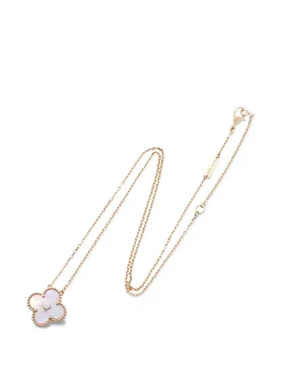 Pre-owned Van Cleef & Arpels 2010s Vintage Alhambra Diamond Necklace In Gold