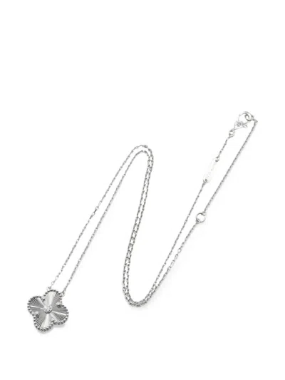 Pre-owned Van Cleef & Arpels 2010s Vintage Alhambra Guilloché Necklace In Silver
