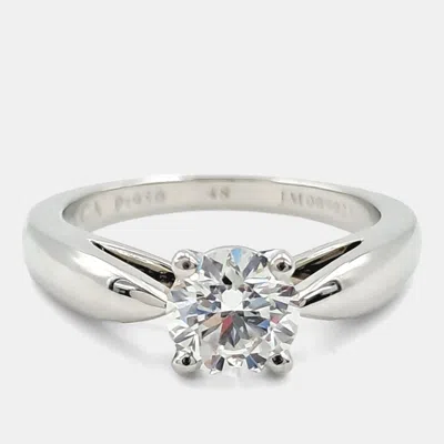 Pre-owned Van Cleef & Arpels Bonheur Solitaire Ring I M00007 Platinum Diamond Ring 48 In Multicolor