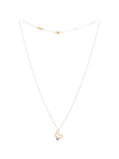 Pre-owned Van Cleef & Arpels Sweet Alhambra Butterfly Pendant 18k Yellow Gold And Mother Of Pearl Necklace