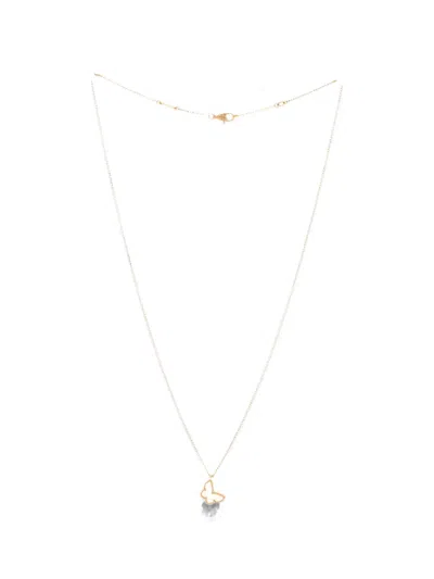 Pre-owned Van Cleef & Arpels Sweet Alhambra Butterfly Pendant 18k Yellow Gold And Mother Of Pearl Necklace