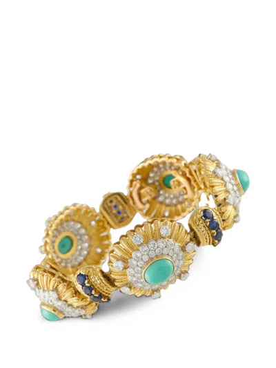 Pre-owned Van Cleef & Arpels Turquoise And Diamond Bracelet In Gold