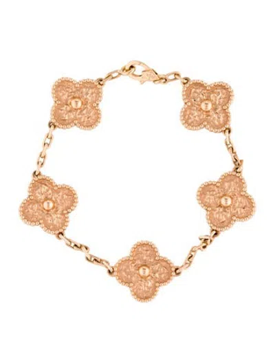 Pre-owned Van Cleef & Arpels Vintage Alhambra Bracelet, 5 Motifs, 5.25" In Multicolor