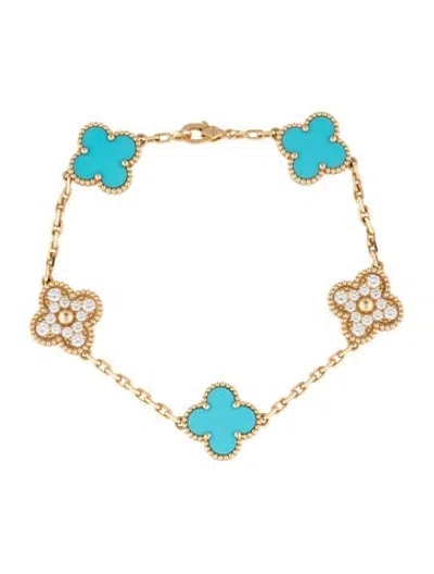Pre-owned Van Cleef & Arpels Vintage Alhambra Bracelet, 5 Motifs, 7" In Multicolor