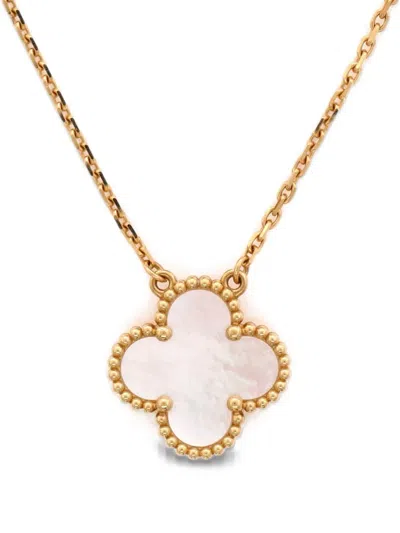 Pre-owned Van Cleef & Arpels Vintage Alhambra Pendant 18k Yellow Gold And Mother Of Pearl Necklace