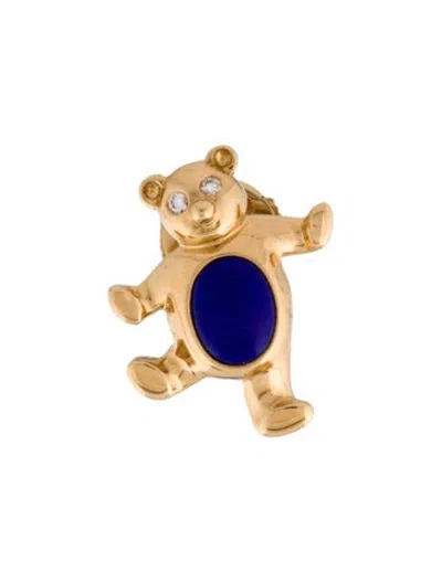 Pre-owned Van Cleef & Arpels Vintage Lapis Lazuli & Diamond Bear Brooch In Multicolor