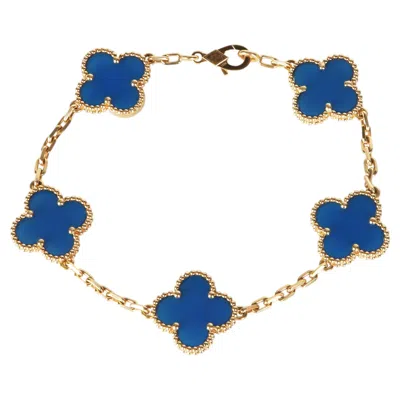 Pre-owned Van Cleef & Arpels Yellow Gold Agate Vintage Alhambra Bracelet