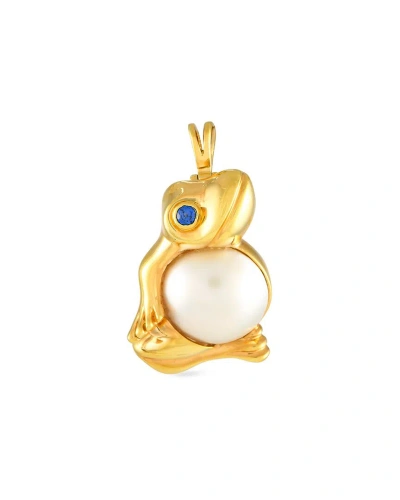Van Cleef & Arpels 18k Yellow Gold Mother Of Pearl And Sapphire Frog Pendant Brooch Vc15-012224