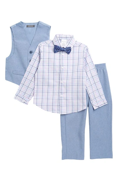 Van Heusen Kids' Button-up Shirt, Vest, Bow Tie & Pants In Blue Allure