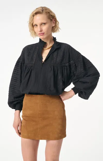 Vanessa Bruno Dahlia High Neck Lace Blouse In Black